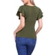 thumbnail image 3 of Blusa Faux Wrap Inspire Chic para mujer, blusa casual de verano con cuello en V y mangas con volantes, talla XL, verde oscuro, 3 of 6