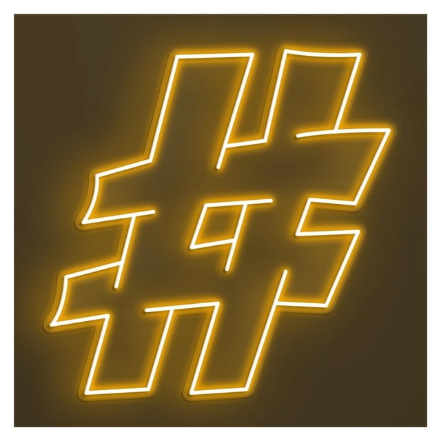 Letrero De Neón Con Hashtag, Ideal Para Decoración Oficinas Y Estudios, Brillo Ajustable, 38cm