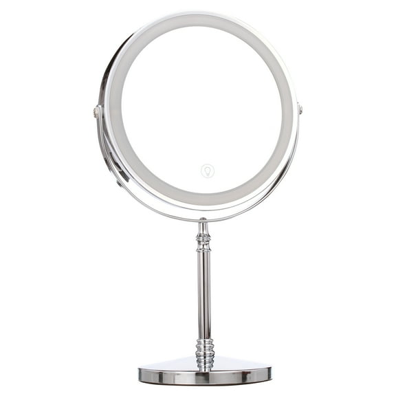 8" Lighted Makeup Mirror, 10X Makeup Mirror with Lights, Double Sided Dimmable Magnifying Mirror with Light, Rechargeable and Brightness Adjustable, Cordless Vanity Mirror with Lights