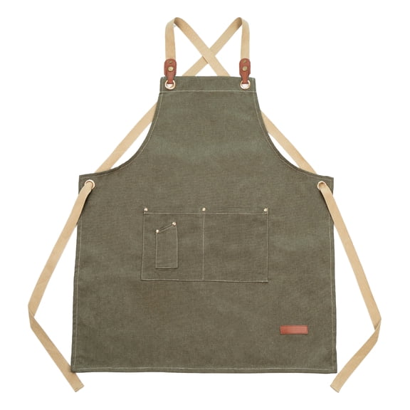 MTIANG Canvas Apron with Pockets, Adjustable Strap Waterproof Work Apron for Men Women, Chef Barista Kitchen Apron, Durable Utility Apron