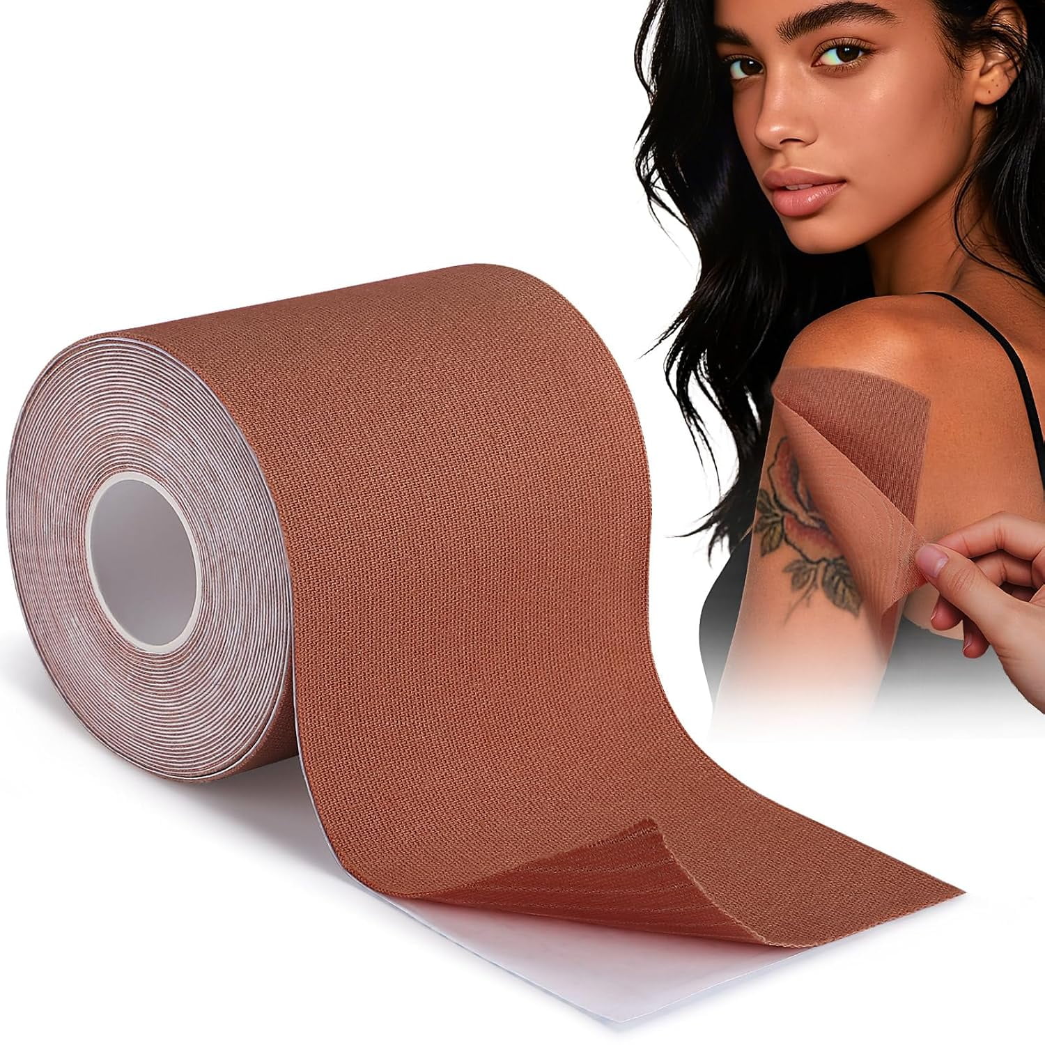 QARUN Tattoo Cover Up Tape 3"X16Ft Cuttable Patch Terracotta, Waterproof Sweat-Resistant Breathable for Work Social Party
