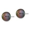 thumbnail image 2 of Real 14kt White Gold 10-11mm Black Button FW Cultured Pearl Stud Post Earrings; for Adults and Teens; for Women and Men, 2 of 3
