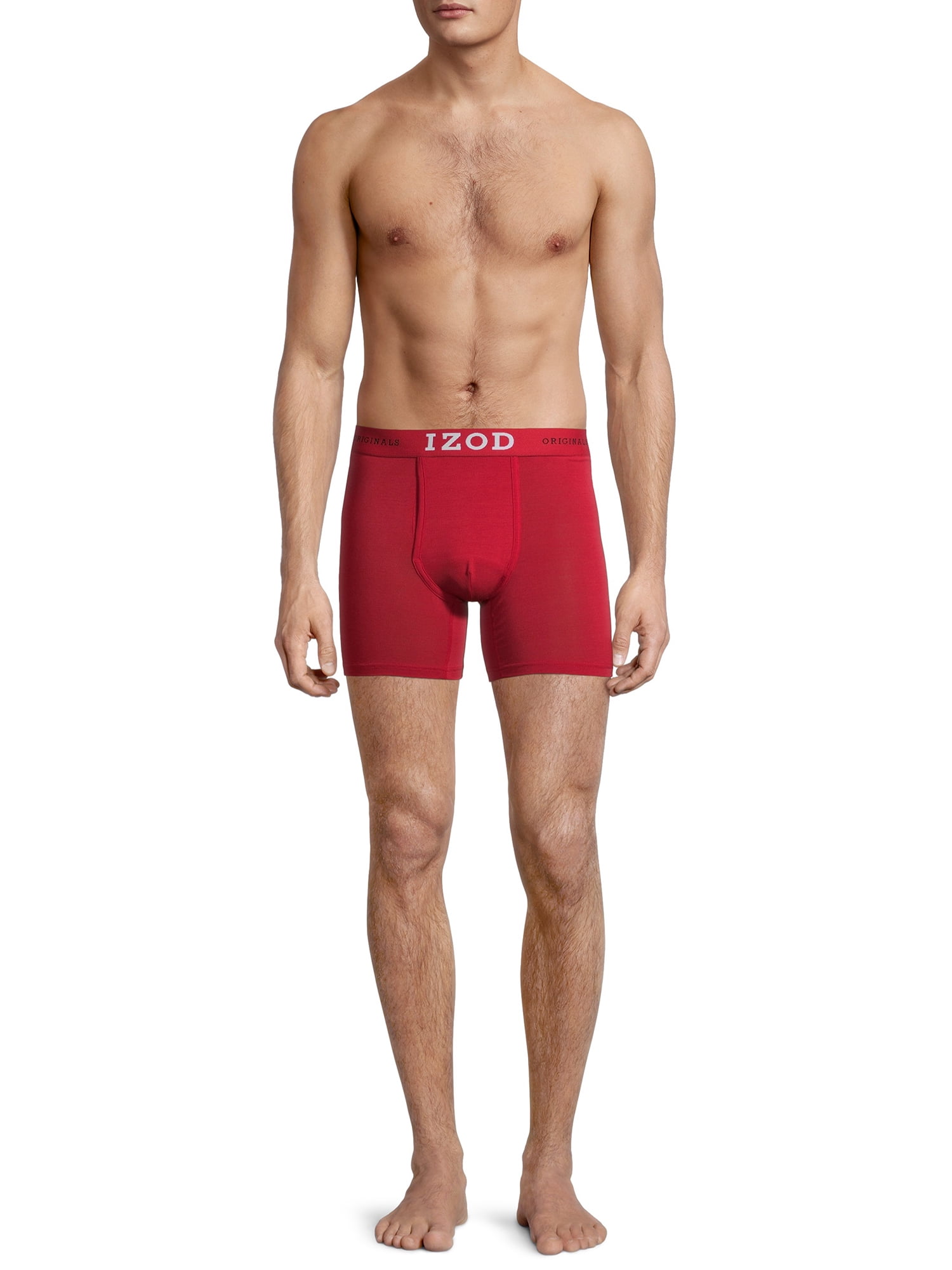 IZOD Men's Mid Thigh Boxer Brief Underwear, 3-Pack, 5.5"