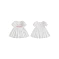 thumbnail image 2 of BemeyourBBs Toddler Baby Girl Birthday Dress Outfit 1 2 3 4 Years Old Birthday Summer Clothes Pull Short Sleeve Letters Embroidery Polka Dot Smocked Dress Little Girl Princess Party Dress, 2 of 9