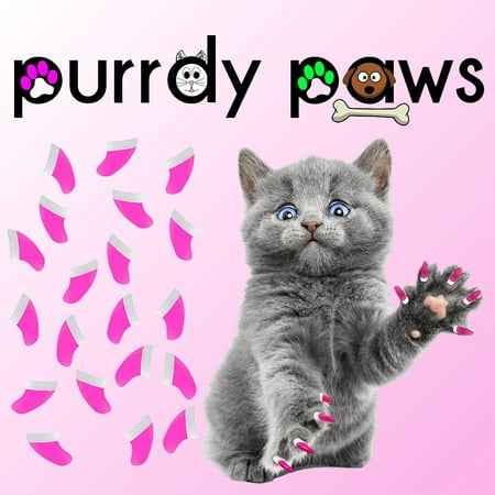 6 Month Supply - Purrdy Paws Two Tone Purple/White Soft Nail Caps for Medium Cats Claws - Extra