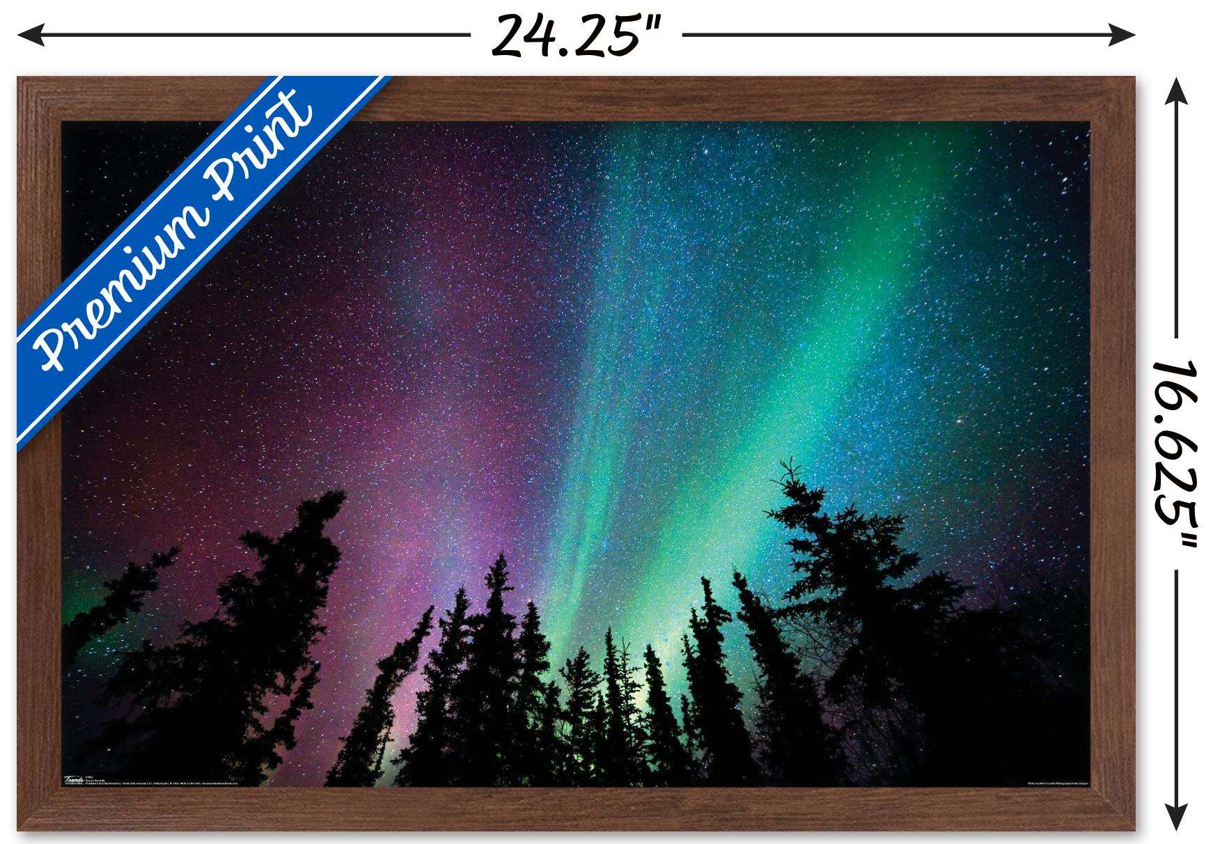Aurora Borealis - Sky Wall Poster, 14.725" x 22.375", Framed