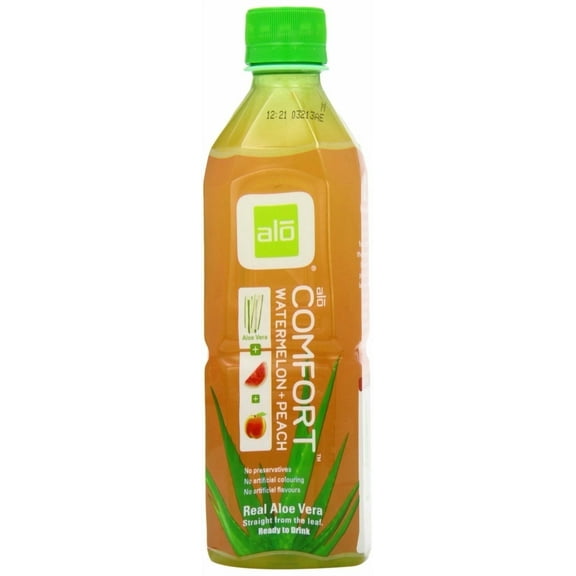 ALO Comfort Aloe Vera Juice Drink Watermelon and Peach 16.9 fl oz Pack of 2