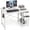 White, variant on CONCETTA 40in Small Computer Desk with 2 Drawers, Writing Work Study Computer Desk, Side Headphone Hook, Modern Style for Home Bedroom, Black Wood