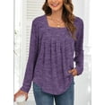 thumbnail image 3 of ANYJOIN Womens Long Sleeve Tunic Tops Pleated Square Neck Casual Loose Fit Blouse Shirt, 3 of 5