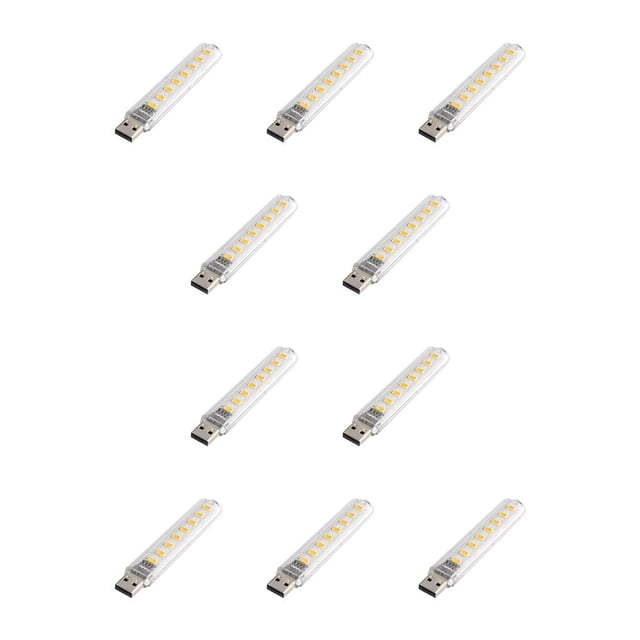Tholdsy Luces nocturnas portátiles 8 LED 500mA 200LM 3000K/7000K Computadoras portátiles Banco de energía Lámpara de noche Herramienta de Cálido 10piezas