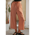 thumbnail image 4 of Pantalones Anchos Cómodos de Verano para Mujer, Color Marrón, Talla S, 4 of 5