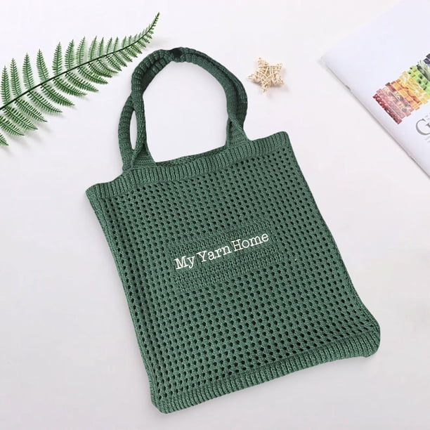 Bolso de crochet para mujer, elegante bolso de punto para citas al aire libre, picnics, viajes y vacaciones. Verde