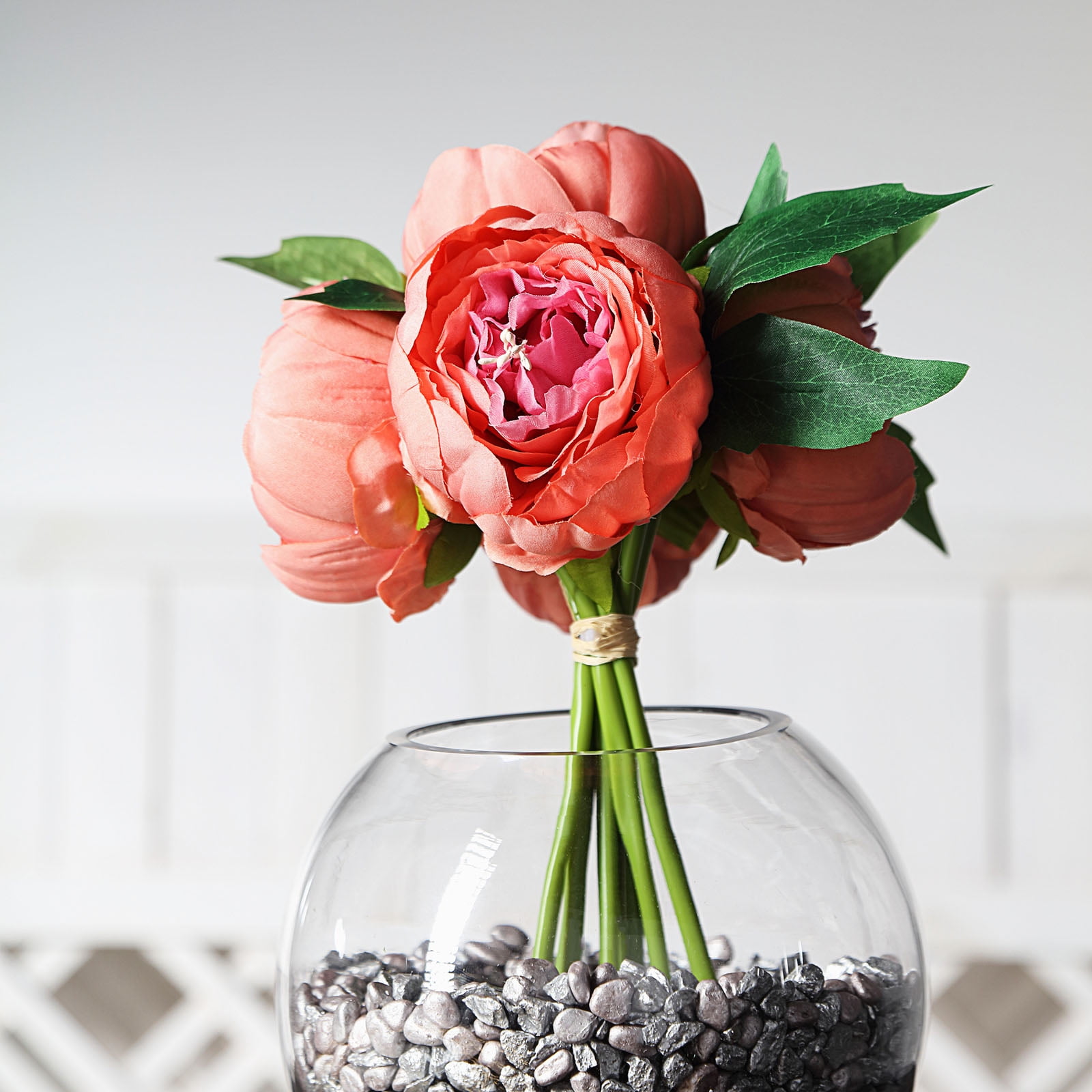 10" Wedding Bouquet Artificial Flowers Pick Rose Color 