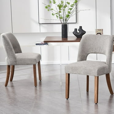 VKNOW Gray Dining Chairs Set of 2 Morden Upholstered Dining Room Kitchen Chairs with Wood Legs for Living Room Bedroom Restaurant