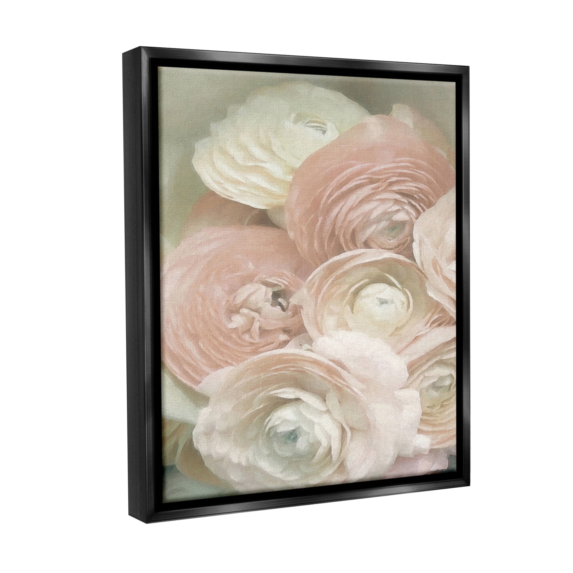 Stupell Industries Ranunculus Blooms Pattern Botanical & Floral Photography Black Floater Framed Canvas Art Print Wall Art, 25 x 31