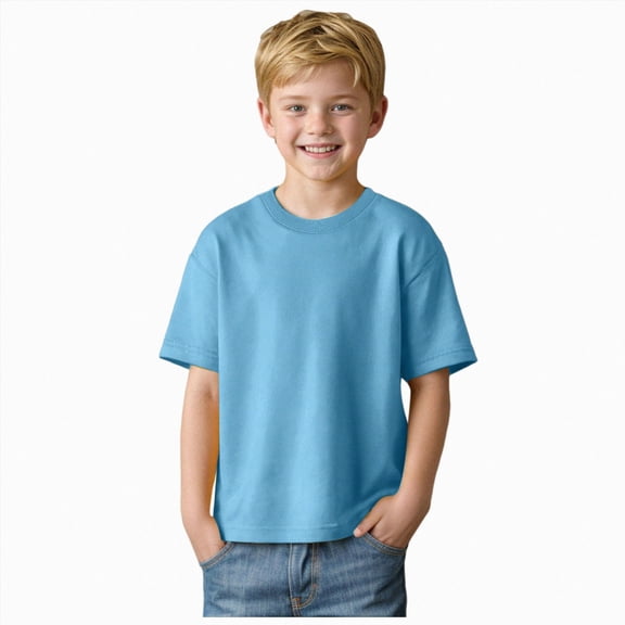 Splozh Boys T Shirts 2-12 Years Basic Solid Color Shirts Crewneck Summer Casual Tees for Boys Tshirts Baby Boy T Shirts,Light Blue,2-3 Years