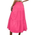 thumbnail image 2 of Besolor Women's Summer Boho Midi Skirt Tiered Ruffle Skirt Elastic Waist A-Line Flowy Beach Long Skirts with Pockets, 2 of 8