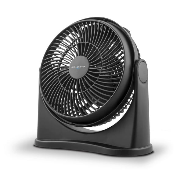 Air Monster 15655 Mini ventilador de escritorio personal de alta velocidad, 3 velocidades, 8 pulgadas, inclinación ajustable, con opción de montaje en pared y asa de transporte, negro
