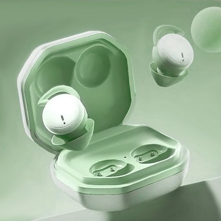 MUSICOZY Sleep Earbuds Bluetooth Sports Headphone Wireless Music Sleeping Headphones Noise-Canceling Earbuds Mini Sleepbuds Bluetooth 5.3 Hidden Headphones for Side Sleepers/Work Light Green