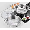 thumbnail image 7 of Steamer Pot Stainless Steel 2 Tier - 28cm Steamer Pot w/Glass Lid Food Veg Cooker Pot Cooking Pan Steaming Pot Dim Sum Cookware Steamer For Kitcken Cooking Tool, 7 of 7