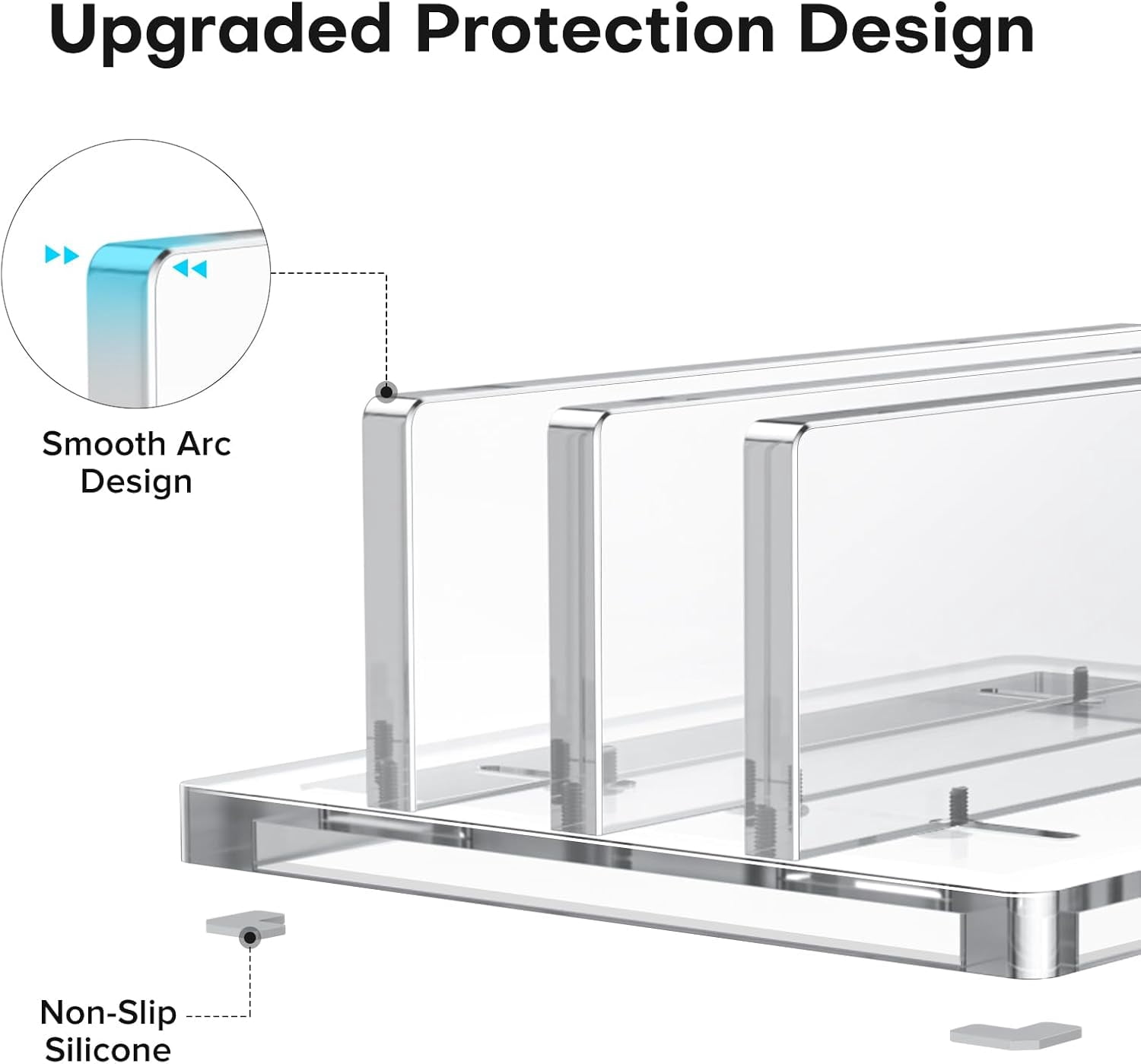 Vertical Laptop Stand for Desk, Acrylic Dual Laptop Holder Desktop Clear Adjustable Dock for MacBook Pro Air, HP, All Gaming Laptops up to 17” (Clear, Dual Slot)
