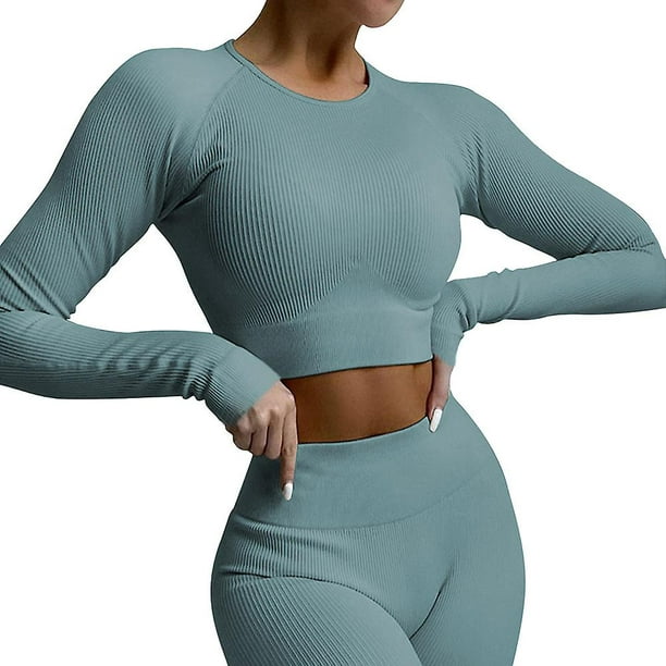Ribbed Yoga Set Sportswear Women Suit For Fitness Seamless Sports