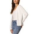thumbnail image 4 of INSPIRE CHIC Casual Sweater Cardigan for Women's Open Front Long Sleeve Peplum Knit Outwear XS White, 4 of 6