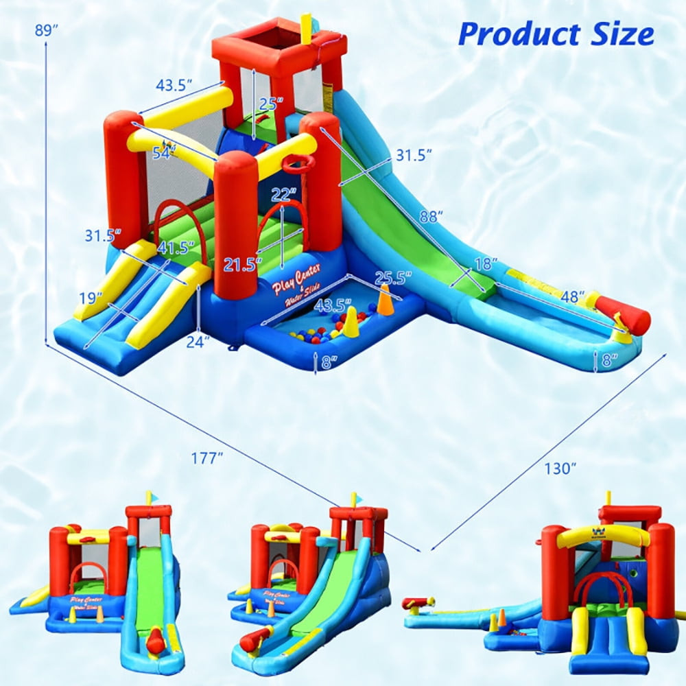 Aimee Lii 9-in-1 Inflatable Kids Water Slide Bounce House with 860W Blower, Playhouse for Kids Outdoor Aimee Lii 9-in-1 Inflatable Kids Water Slide Bounce House with 860W Blower, Playhouse for Kids Outdoor