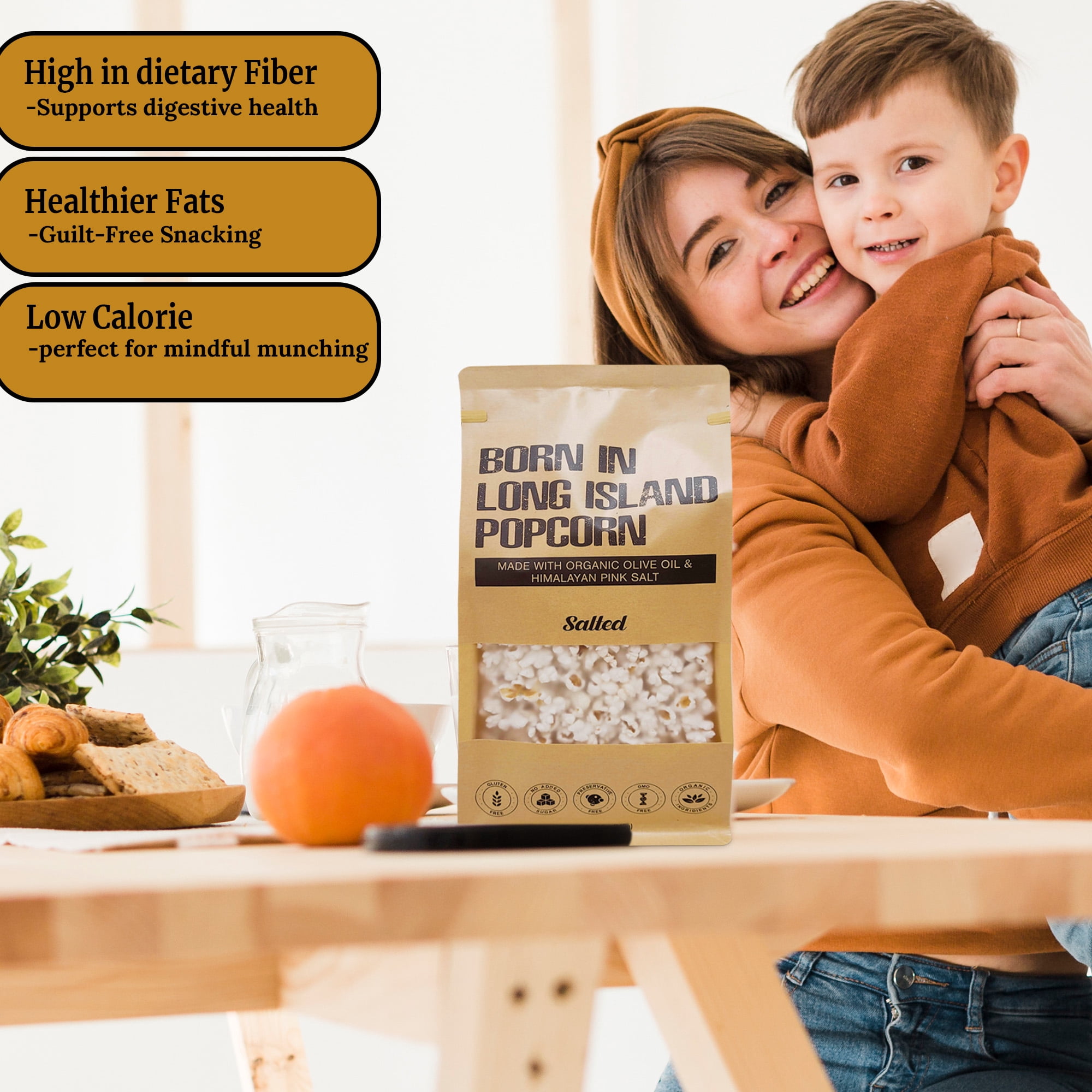 Born in Long Island Popcorn | Salted-3pk, 5 oz | Gluten Free, Non-GMO, Preservative Free, Organic Ingredients.