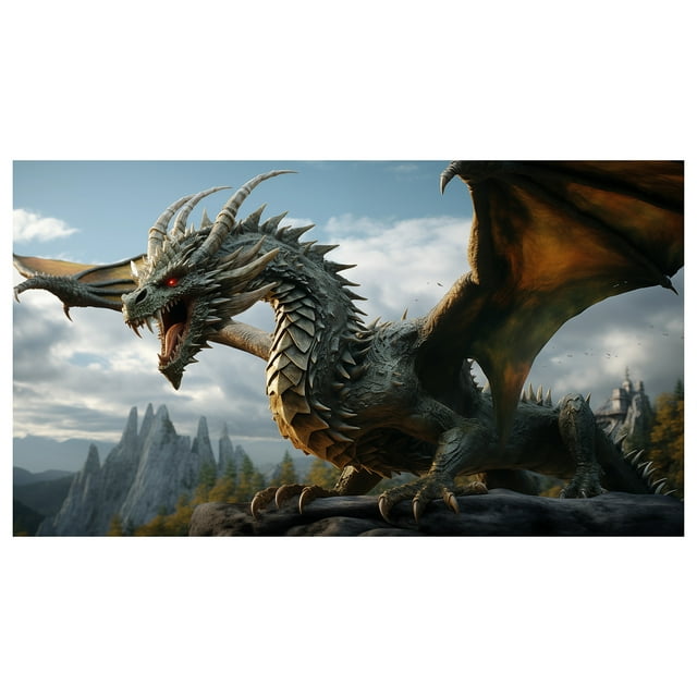 Dragon Pattern Garage Decoration Dragon Garage Background Decoration For The Year Of Bronn Dragon Pattern Decorated Mural 7x16 Feet Flag Banner Garland