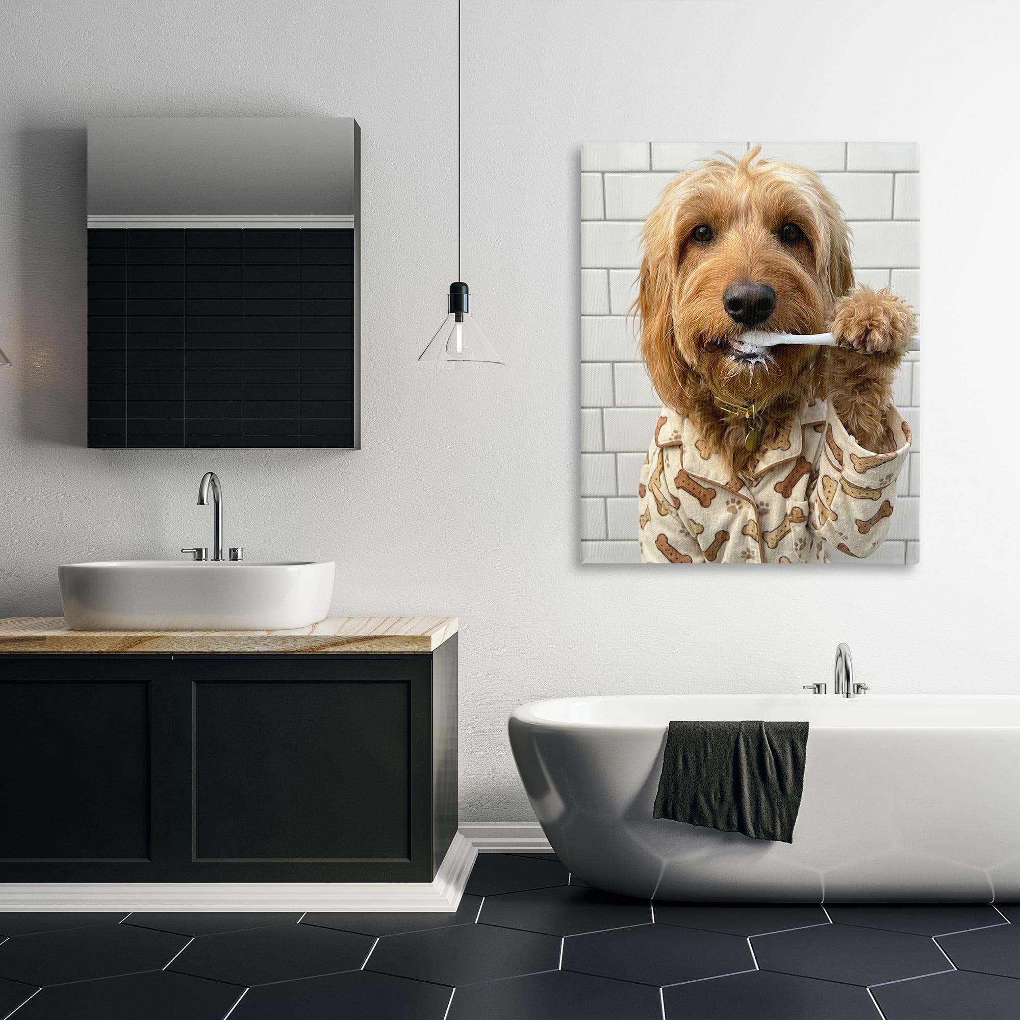 Stupell Industries Realistic Dog Brushing Teeth Canvas Wall Art, design by Abigail Walker