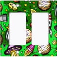 thumbnail image 2 of Metal Light Switch Wall Plate Outlet Cover (Spaceship UFO Astronaut Rocket Outerspace Star Green- Double Rocker), 2 of 2