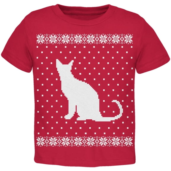Big Cat Ugly Christmas Sweater Red Toddler T-Shirt