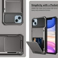 thumbnail image 4 of Armor Case for iPhone 14 Plus, Hidden Card Slot Flip Back Rugged PC Soft TPU Hybrid Heavy Duty Shockproof Cover Military Grade Lens Protection Anti-Impact Non-Slip Dual Layers Case,Gray, 4 of 6