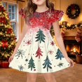 thumbnail image 5 of Grblisyd Girls Christmas Dresses School Outfits Kids A-Line Midi Casual Sundress Cute Cartoon Printed Flutter Sleeve Dress For Party, 5 of 5
