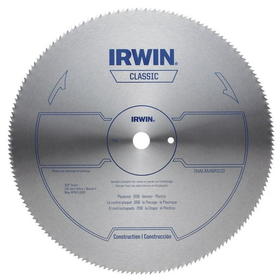 Irwin 11820ZR 6-1/2-Inch 140 Tooth TFG Plastic, Plywood, and Veneer Cutting Saw Blade with 5/8-Inch Arbor