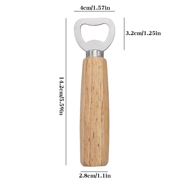 Pisexur Batería de cocina Abridor de botellas de cerveza con mango de madera Abridor de botellas de cerveza de madera maciza Abridor de botellas de cerveza de acero i para la cocina del hogar