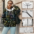 thumbnail image 6 of SCRAWLGOD Galaxy Women's Zip Up Hoodies Lightweight Oversized Sweatshirt for Women Trendy Drawstring Womens Hoodies Graphic Size M Loose Sweater Women Trendy, 6 of 7