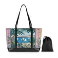 thumbnail image 7 of FORMRS Canvas Laptop Tote Bag for Women with 15.6" Computer Compartments Shoulder Handbag, Purple Seaside, 7 of 7