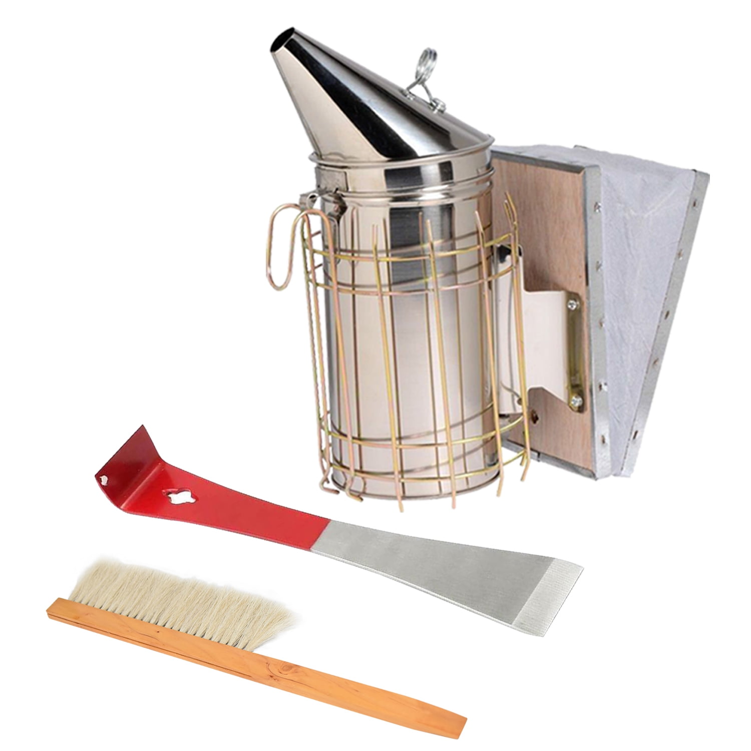 Scraper+Brush Details about   10Pcs Set Bee Hive Smoker Stainless Calming Beekeeping Equipment 