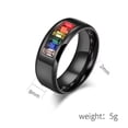 thumbnail image 2 of PAURO Men Stainless Steel Ring LGBT Pride Rainbow Statement Rings LGBTQ 8MM Rainbow Cubic Zirconia Wedding Bands Black Size 12, 2 of 4