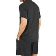 thumbnail image 3 of Mrrootc Men's Summer 2Pcs Solid Color Flax Button-Up Shirt + Elastic Waist Shorts, 3 of 4