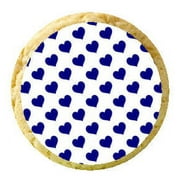 12 - 2 inch Navy and White Heart Edible Cupcake Image Toppers