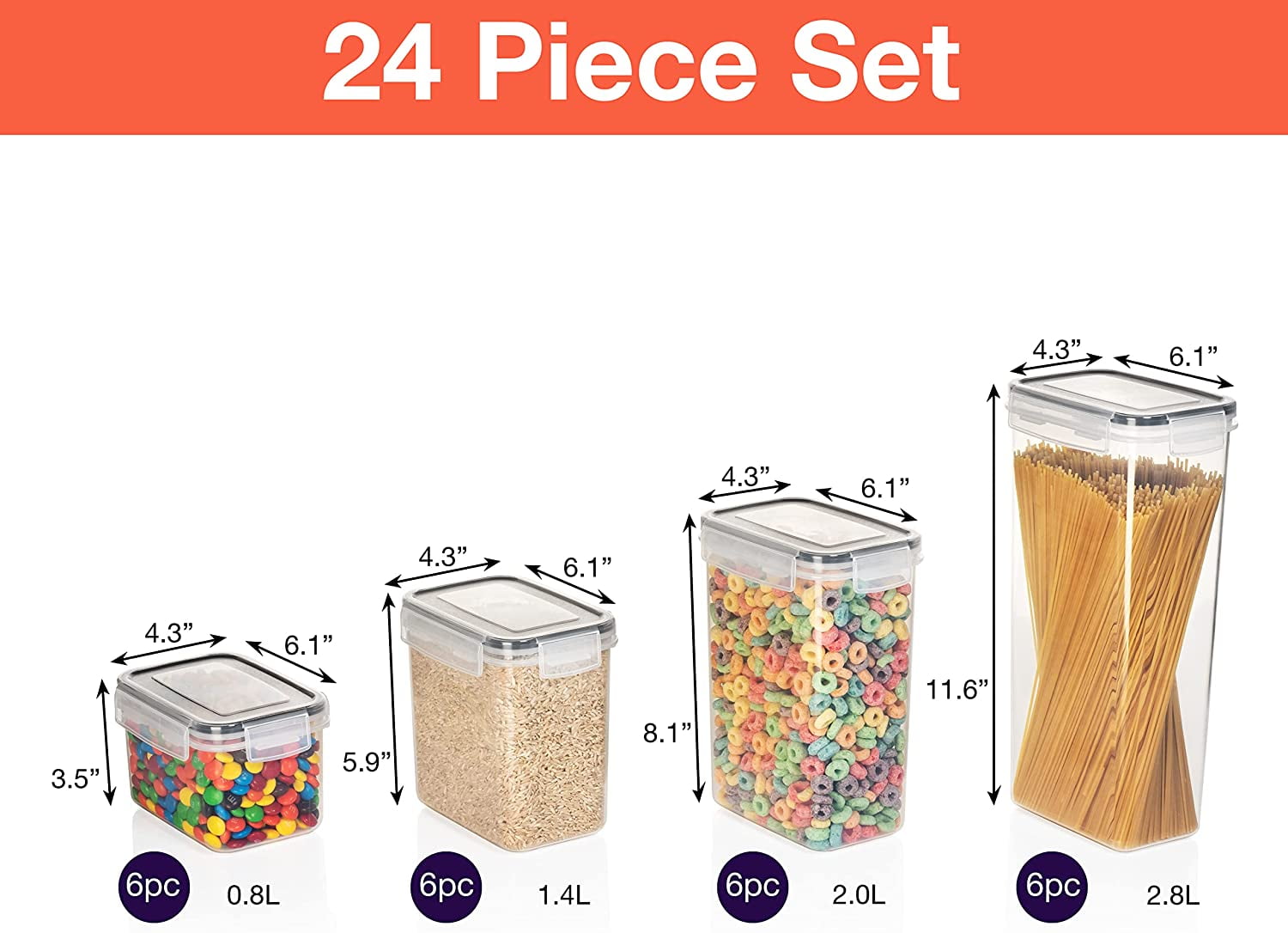 Sanmadrola Airtight Plastic Food Storage Containers with Lids for Kitchen  Storage Organization Containers 16 PCS for Pantry Organization and Storage
