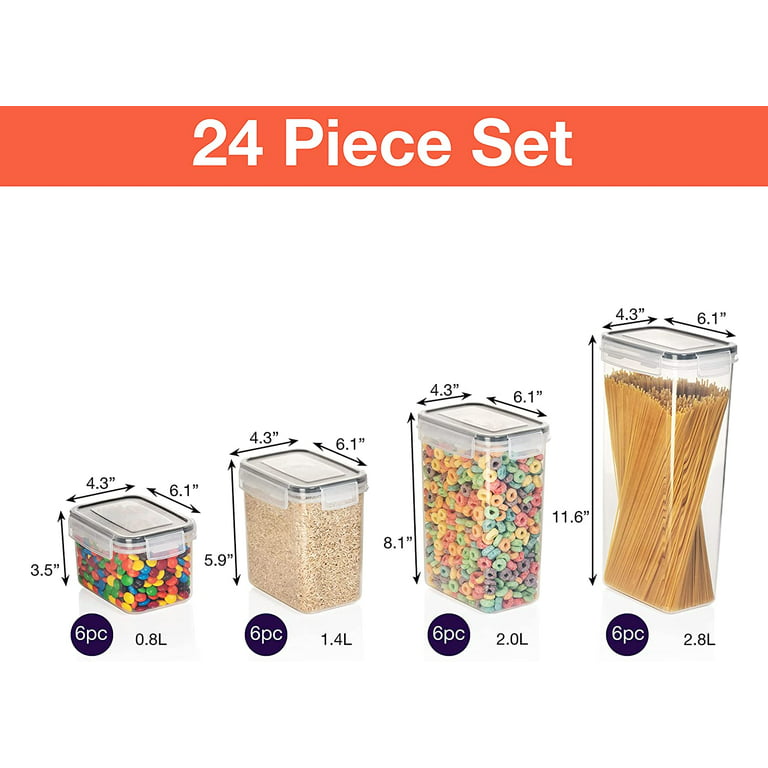Vtopmart Large Food Storage Containers 5.2L / 176oz, 4 Pieces BPA Free  Plastic Airtight Food Storage Canisters for Flour, Sugar, Baking Supplies,  with