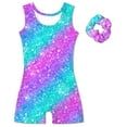 thumbnail image 5 of Aideaone Girl Gymnastic Leotards with Hair Scrunchie Sparkle Dance Unitards for 4-12Years, 5 of 6