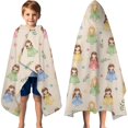 thumbnail image 3 of Beige Princess Dress Pattern Hooded Bath Towel，60"x35" for Ages 3 To 12 Kids, Quick Dry Lightweight Soft Microfiber Hood Beach Towel Cover Up for Kids, 3 of 7