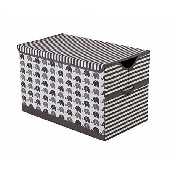 Bacati Elephants Unisex Fabric Storage Toy Chest to Keep Your Childs Room Organized, Grey