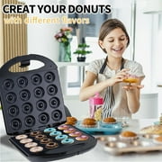 Mini Donut Maker Machine,1400W Non-Stick Electric Doughnut Baker Machine,Pancakes Maker for Kid-Friendly Breakfast, Snacks, Desserts & More with Non-stick Surface, Makes 16 Doughnuts