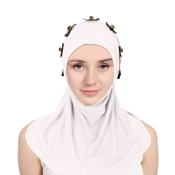 White Headband for Women Easy Wear Soft Hijab for Women Instant Hijab Scarf Turbans Prayer Scarf Muslim Abayas Dress Clothes